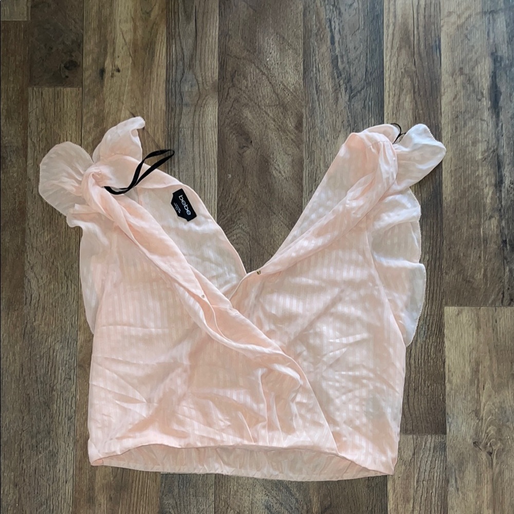 Bebe Sheer Pink Wrap Top size M